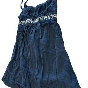 Black Embroidered Dress Sleeveless Casual Summer Sun Dress/ Beach Cover‎ up